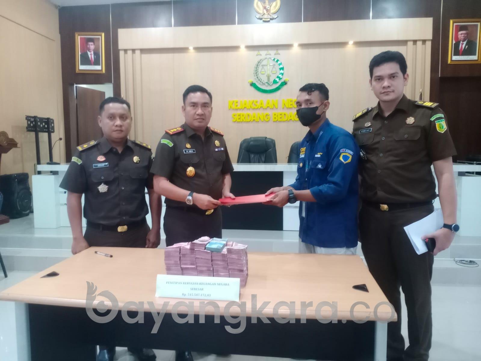 Kejari Sergai Terima Pengembalian Kerugian Negara Rp500 Juta Lebih