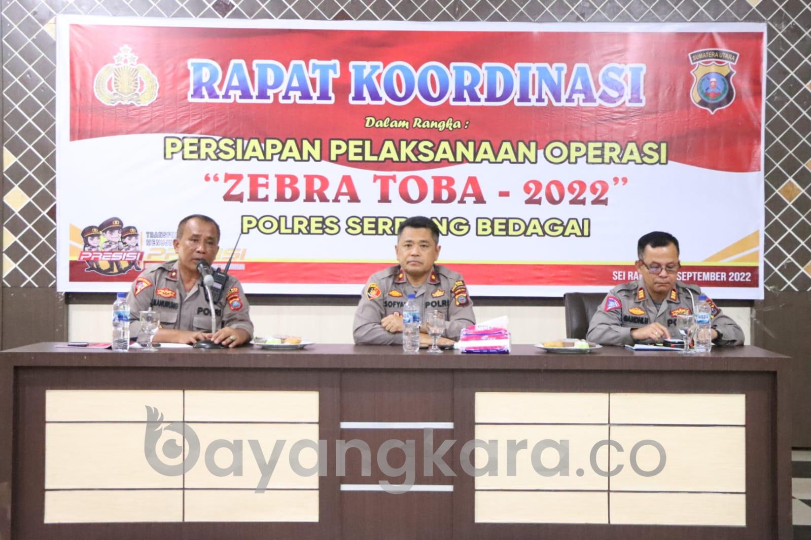 Polres Sergai Laksanakan Rapat koordinasi Persiapan Operasi Zebra Toba-2022