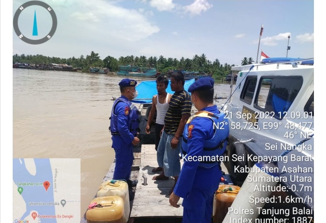 Satpolair Polres Tanjung Balai Hentikan Kapal Tanpa Dokumen Guna Mencegah Masuknya Barang Haram Dari Luar Negri