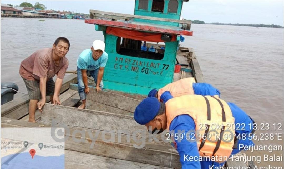 Memasuki Perairan Tanjungbalai Kapal KM. Rejeki Laut 77 Dihentikan Personil Satpolair Polres Tanjungbalai