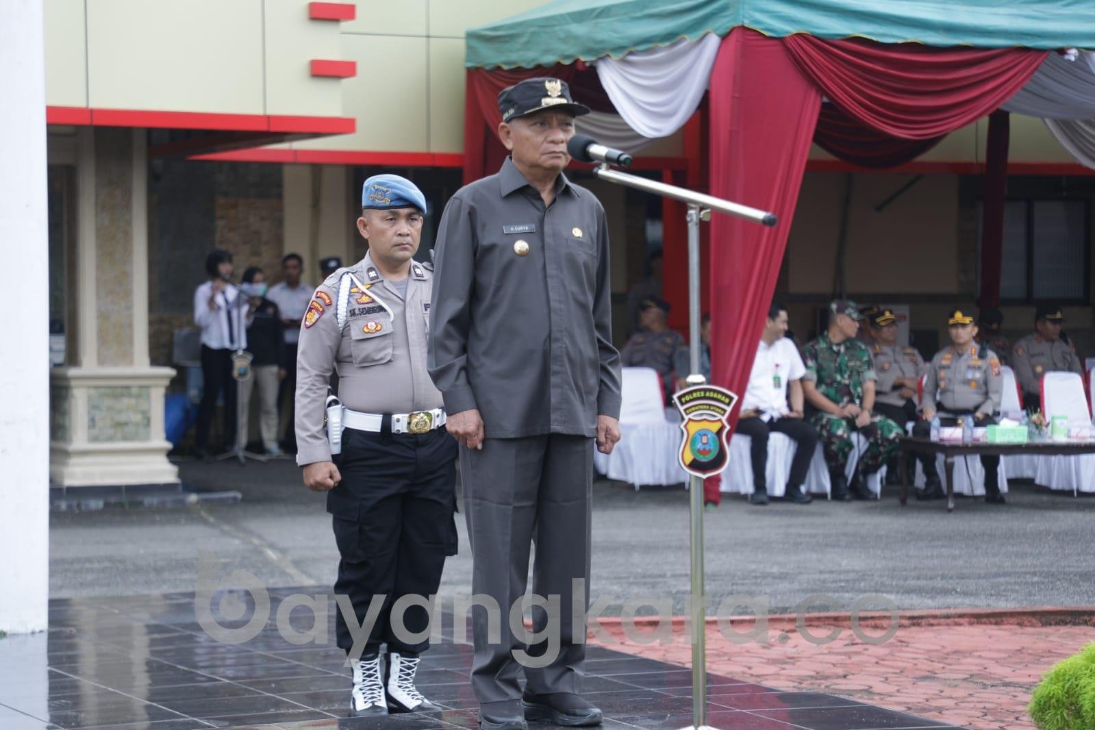 Bupati Asahan Pimpin Apel Kesiapan Penanggulangan Bencana Alam Wilayah Kabupaten Asahan.