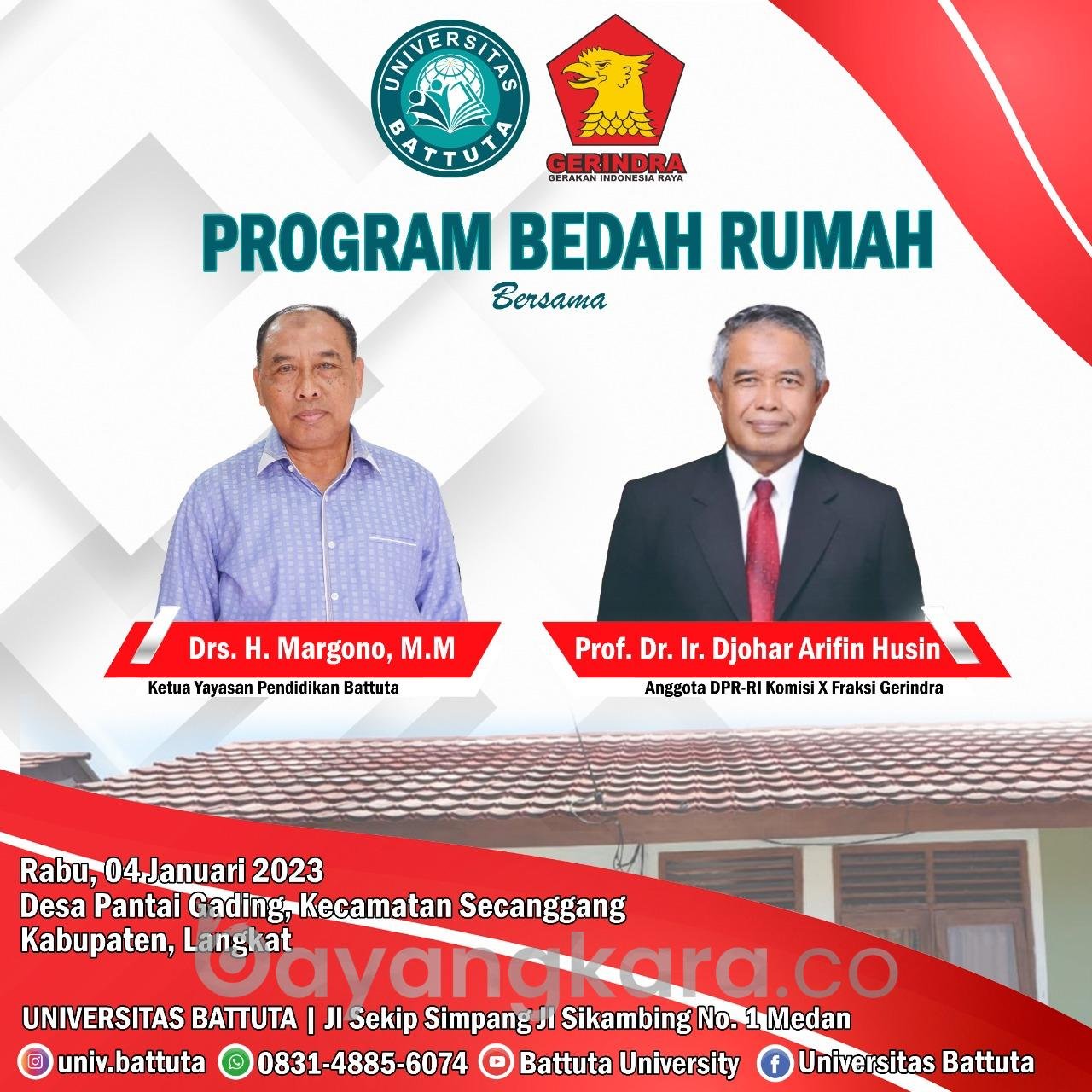 Luar Biasa….Universitas Battuta Bersama Partai Gerindra Sumatera Utara Laksanakan Bedah Rumah.