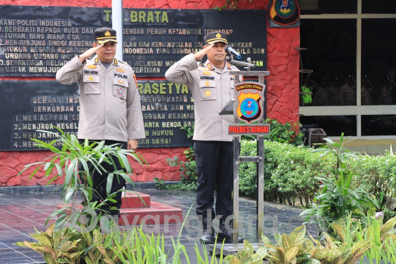 Apel Satuan Dalam Rangka Sertijab Kapolres Binjai dari AKBP Ferio Sano Ginting, S.I.K.,M.H., Kepada AKBP Hendrick Situmorang, SH, S.I.K.,M.SI