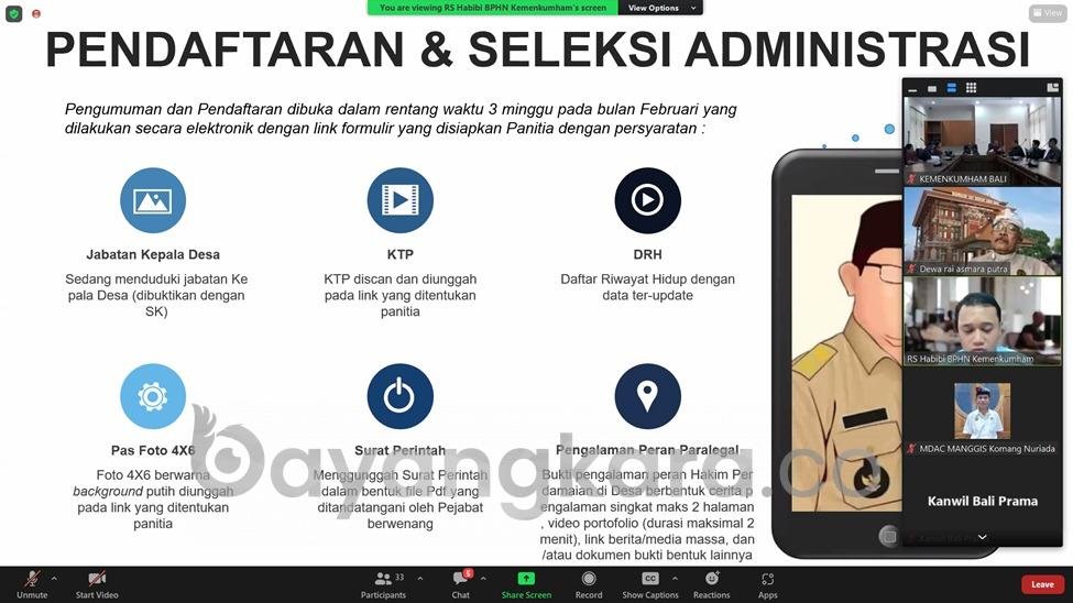 BERI DUKUNGAN MAKSIMAL, KANWIL KEMENKUMHAM BALI DORONG DESA ADAT SE BALI IKUTI SELEKSI ANUGERAH PARALEGAL JUSTICE AWARD