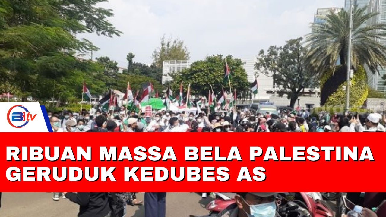 Ribuan massa Bela Palestina Geruduk Kedubes AS di Jakarta Pusat