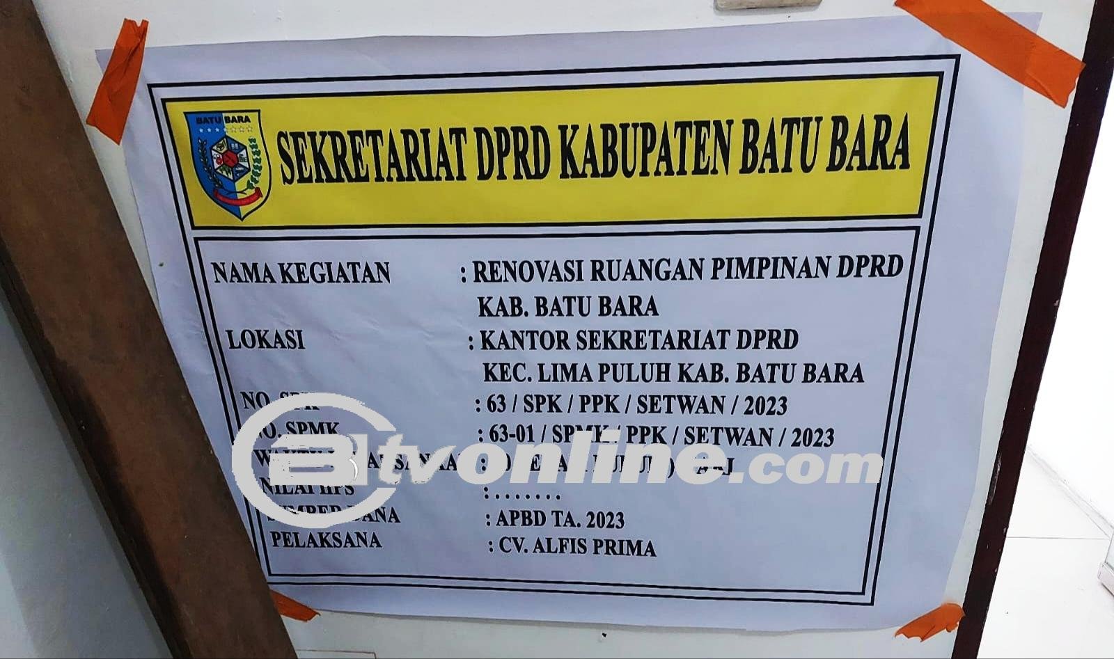 Anggaran Renovasi Ruangan Pimpinan DPRD Kabupaten Batu Bara Dipertanyakan!?
