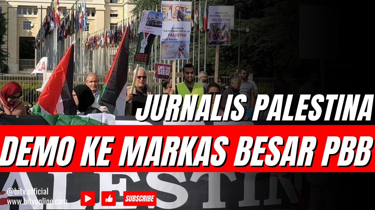Jurnalis Palestina Demo ke Markas Besar PBB di Ramallah