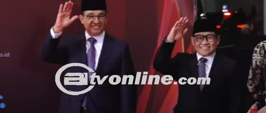 Momen Kedatangan Anies-Muhaimin di Venue Debat Kelima,Serasi  Kenakan Dasi Ungu