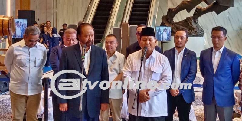 Prabowo Sampaikan Ajakan Kolaborasi kepada Surya Paloh di NasDem Tower