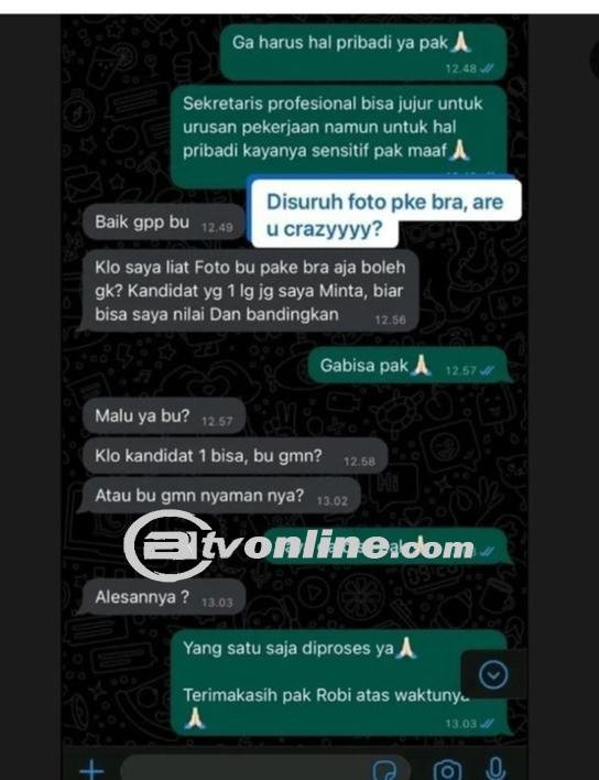 Wanita Dilecehkan Saat Melamar Kerja,Diminta HRD Untuk Mengirim Foto Vulgar!