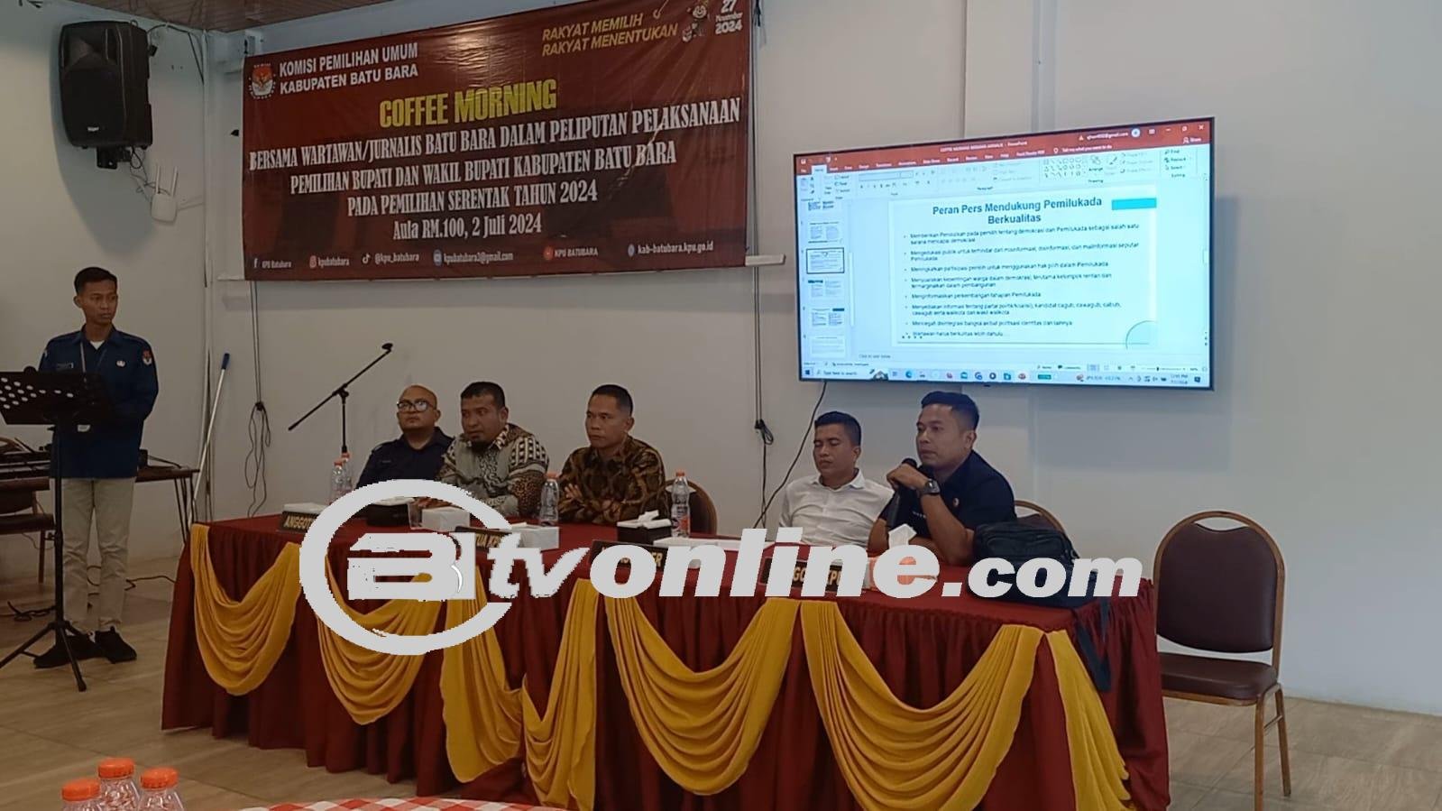 KPU Batu Bara Laksanakan Coffee Morning Bersama Wartawan/Jurnalis untuk Peliputan Pilkada Serentak 2024