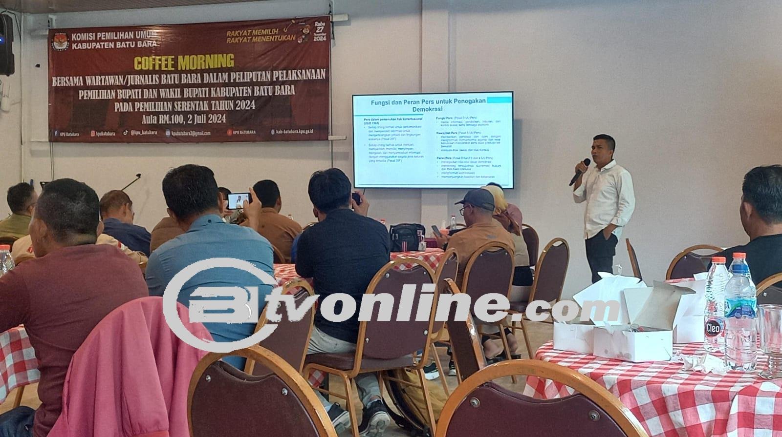 KPU Batu Bara Laksanakan Coffee Morning Bersama Wartawan/Jurnalis Untuk Peliputan Pilkada Serentak 2024