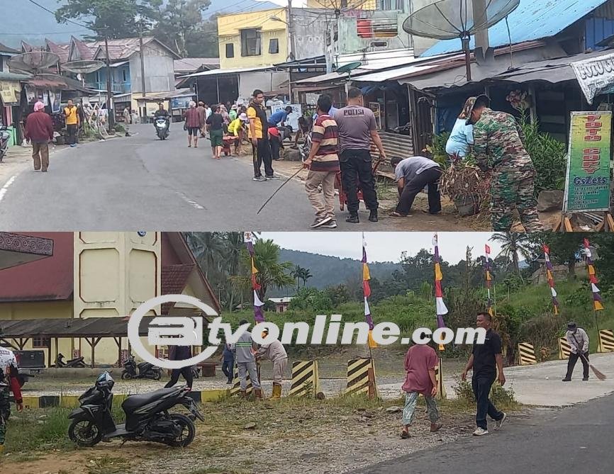 Sambut HUT RI ke-79 Kelurahan Onan Hasang Kecamatan Pahae Julu-Taput Lakukan Gotong Royong Bersama