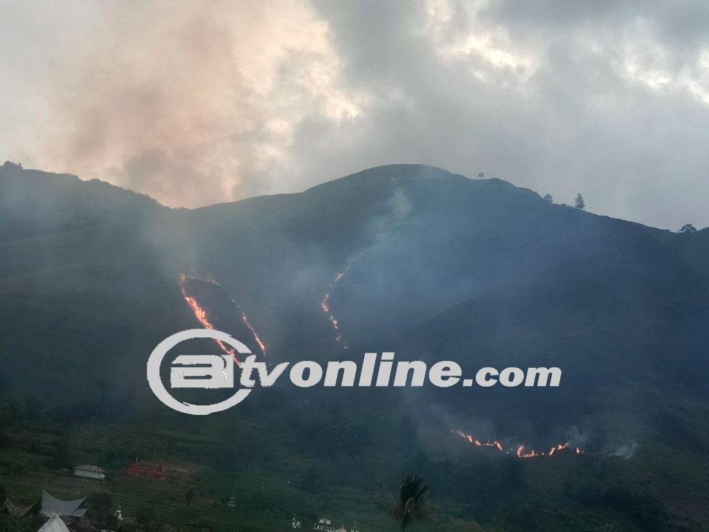 Bukit di Danau Toba Sumut Hangus Terbakar