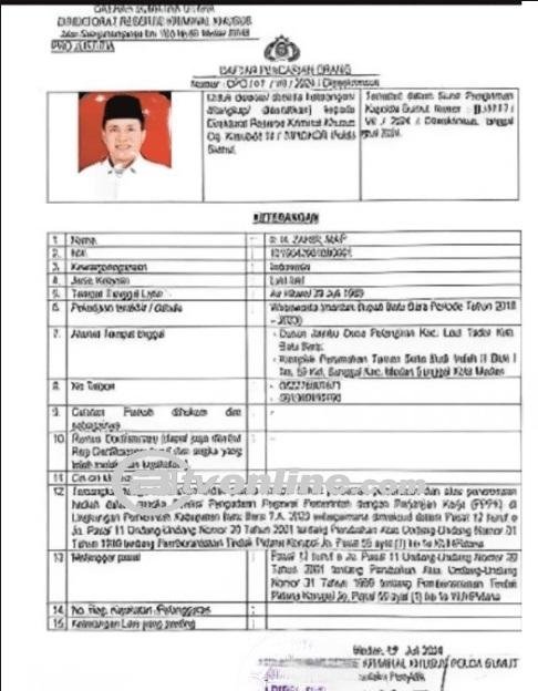Breaking News Mantan Bupati Batu Bara Zahir Ditangkap? Terkait Kasus Korupsi PPPk