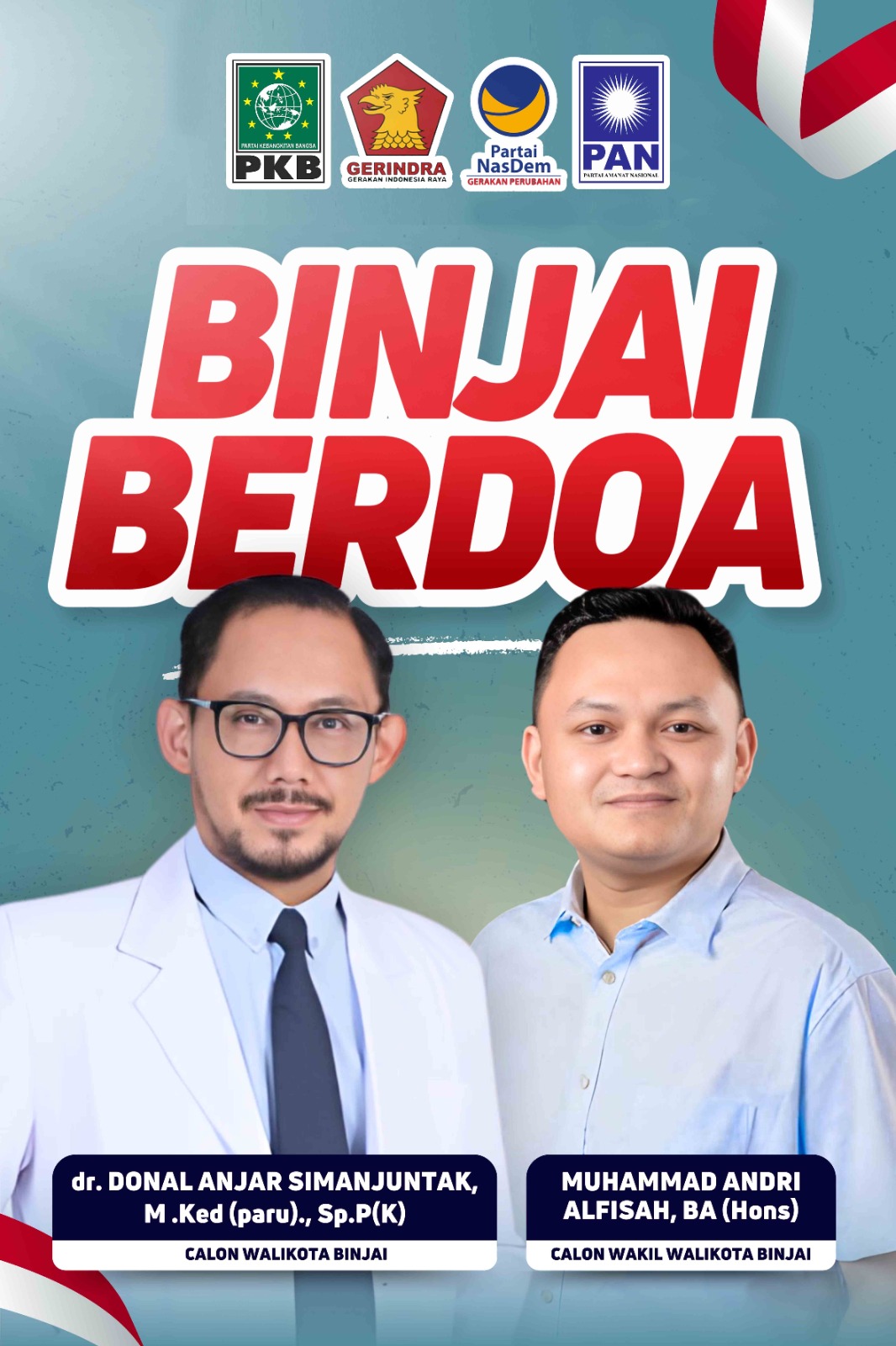 dr Donal Anjar Simanjuntak dan pasangannya peduli Kepada Warga Terkena Banjir di Binjai