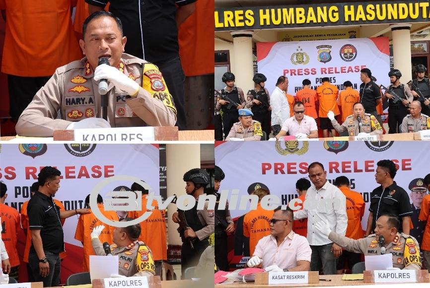 Kapolres Humbahas Paparkan 5(Lima) Perkara Dugaan Tindakan Pidana Juni-September 2024