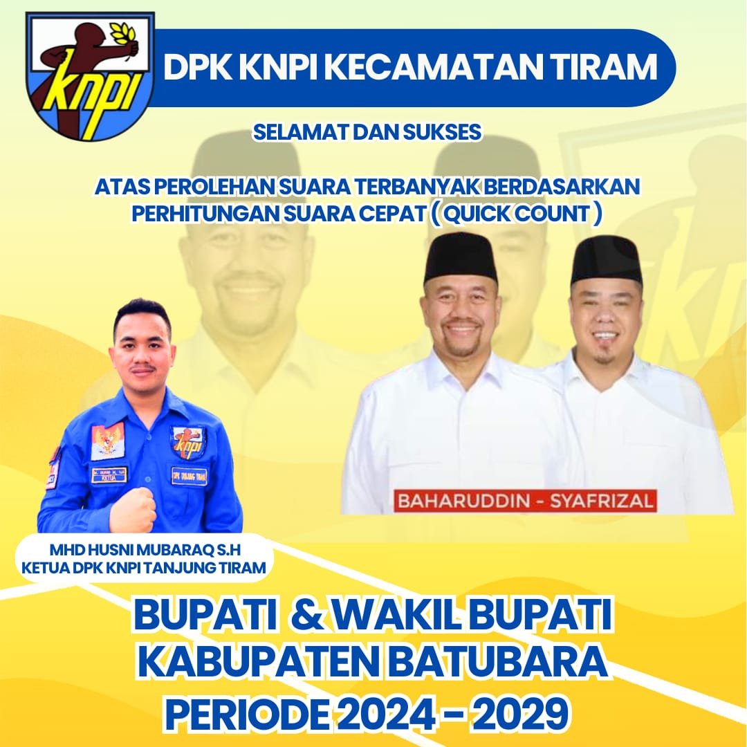 KNPI Tanjung Tiram Ucapkan Selamat kepada Baharuddin-Safrizal atas Kemenangan Berdasarkan Quick Count