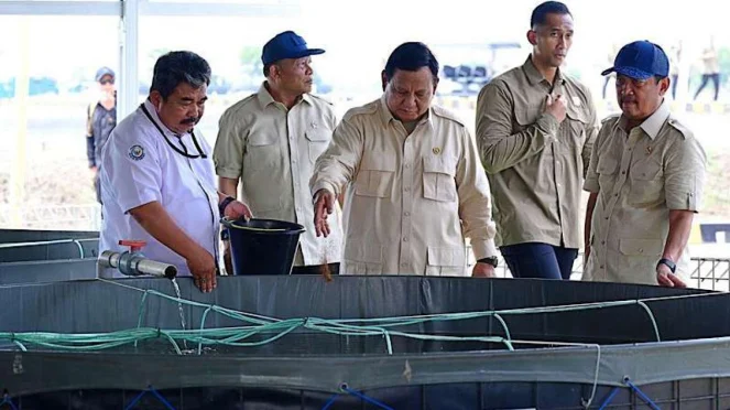Presiden Prabowo Subianto Tinjau Kawasan Perikanan Budidaya di Karawang