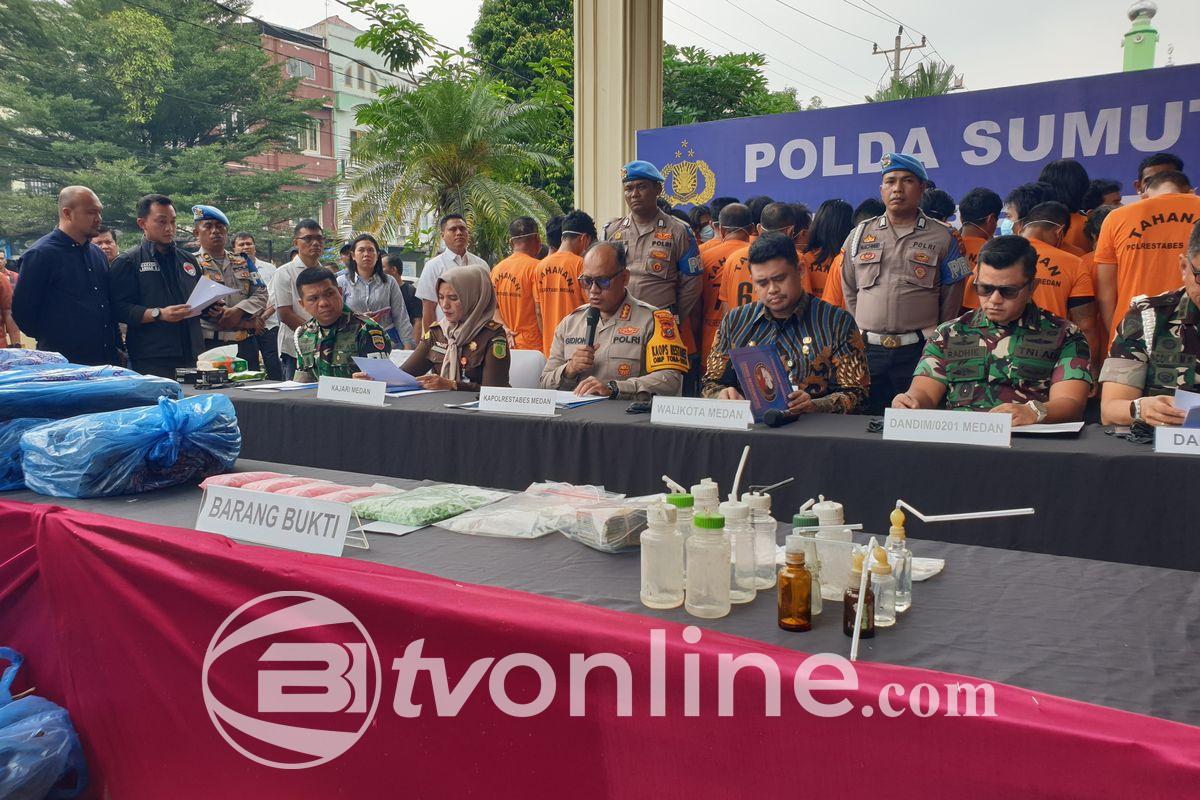 Polrestabes Medan dan Kodam I Bukit Barisan Gerebek 45 Sarang Narkoba, 76 Pelaku Ditangkap