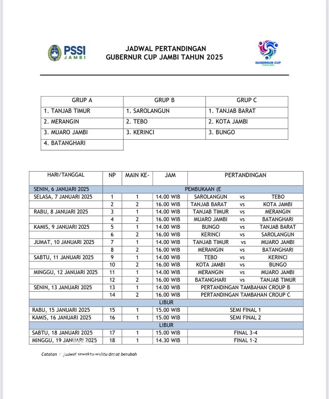 Dispora Provinsi Jambi Menggelar Turnamen Sepakbola Gubernur Cup Tahun 2025 Memeriahkan HUT Provinsi Jambi Ke-68