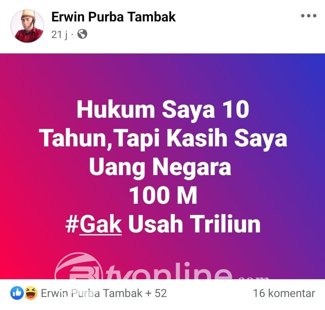 Penggiat Media Sosial: Hukum Saya 10 Tahun, Tapi Kasih Uang Negara Rp 100 Miliar