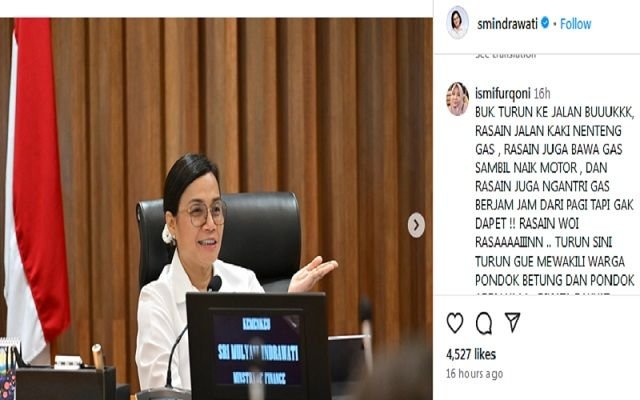 Netizen Serang Instagram Sri Mulyani Gara-Gara Kebijakan Pembatasan Gas Elpiji 3 Kg?!