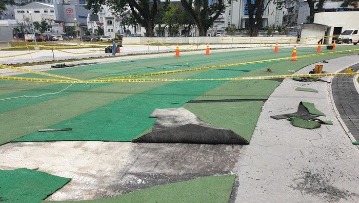 Jalur Joging Lapangan Merdeka Medan Rusak Pasca-Peresmian, Pemkot Sebut Dirusak dengan Sengaja?!