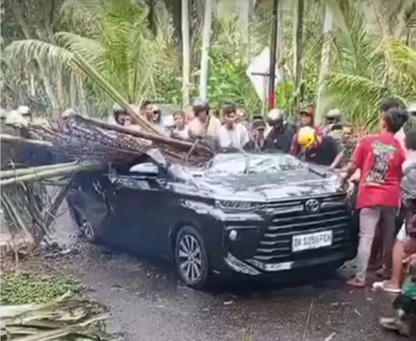 Cuaca Buruk di Bali, Mobil Wisatawan Asing Hancur Tertimpa Pohon