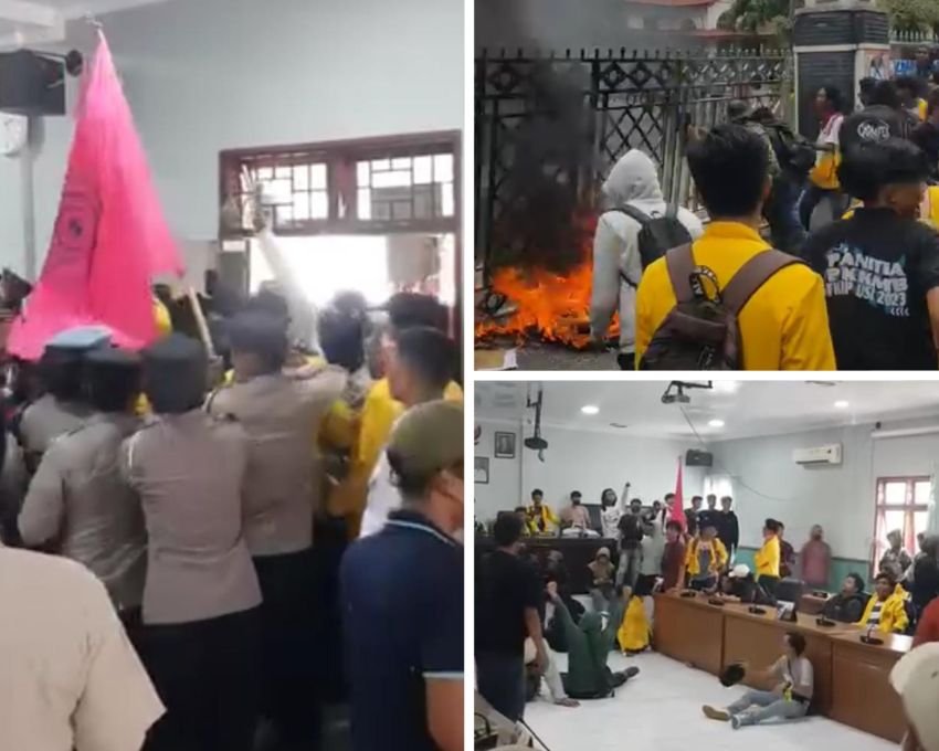 Puluhan Mahasiswa Universitas Simalungun Gelar Aksi Tolak UU TNI di DPRD Pematangsiantar