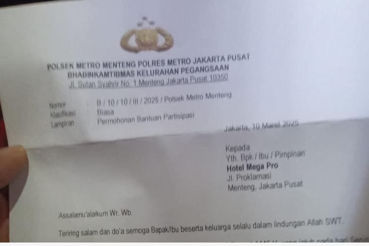 Surat Viral Permintaan THR oleh Polsek Menteng Ternyata Palsu, Kapolsek Tegaskan Tidak Sah