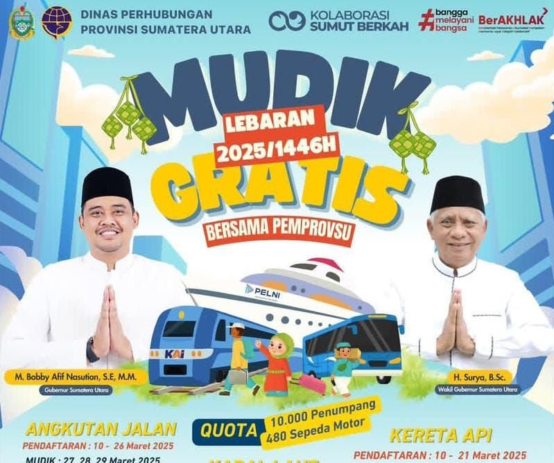 Pemprov Sumut Gelar Mudik Gratis Lebaran 2025, Daftar Segera!