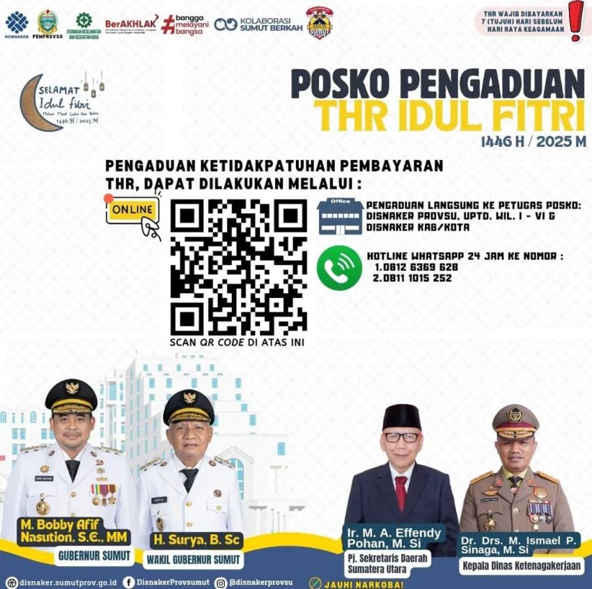 THR Tak Dibayar? Disnaker Sumut Hadirkan Posko Pengaduan Online dengan QR Code