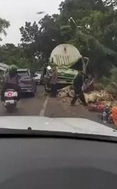 Pohon Tumbang Akibat Cuaca Ekstrem Timbulkan Kemacetan di Jalur Mudik Denpasar-Gilimanuk, Polda Bali Siagakan Pos Pengamanan