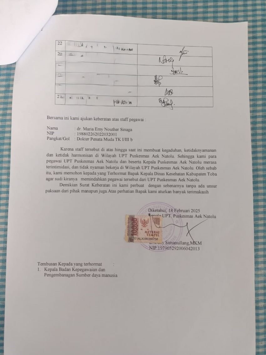 Sejumlah Pegawai Merasa Terpaksa Tandatangani Surat Disodorkan Kepala Puskesmas Aek Natolu