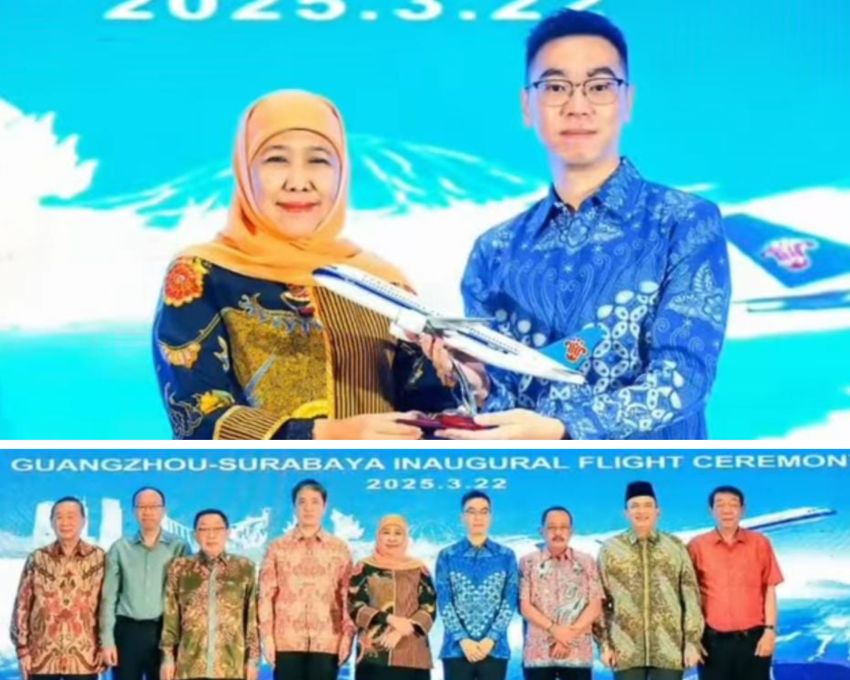 Penerbangan Langsung Guangzhou-Surabaya Resmi Dibuka, Gubernur Khofifah Soroti Potensi Ekonomi Jawa Timur