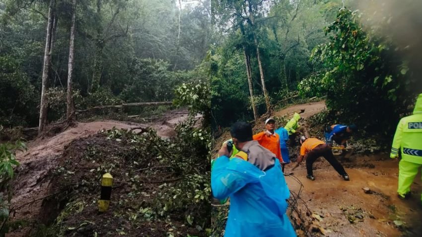Jalan Penghubung Mojokerto-Batu Putus Akibat Tanah Longsor, Dua Kendaraan Tertimbun