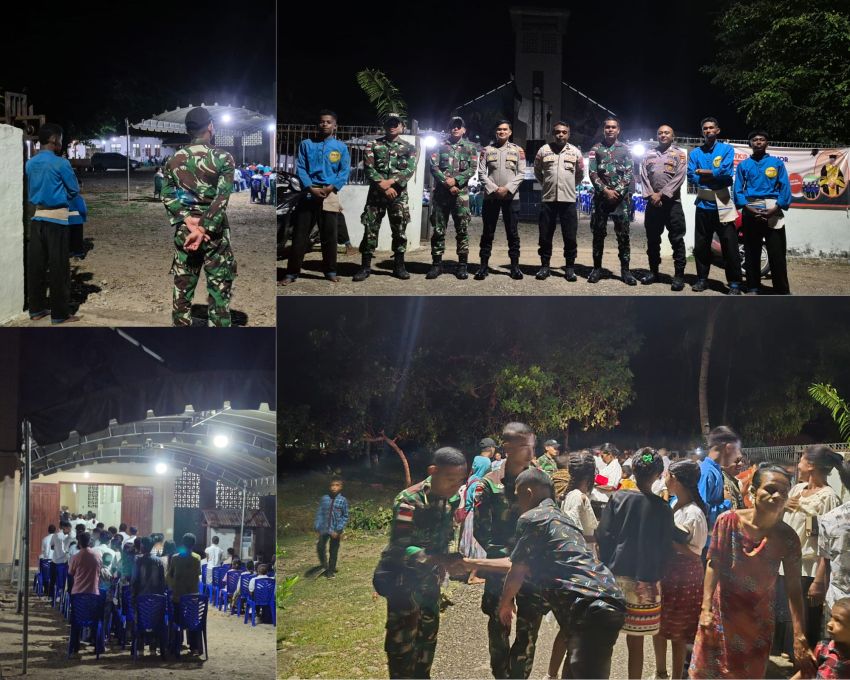 TNI-Polri dan Pemuda Amankan Ibadah Paskah di Gereja Katolik Tritunggal Mahakudus Sadi, Belu