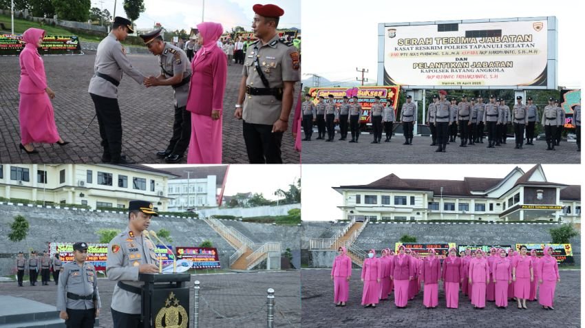 Serah Terima Jabatan Kasat Reskrim dan Pelantikan Kapolsek Batang Angkola di Polres Tapanuli Selatan