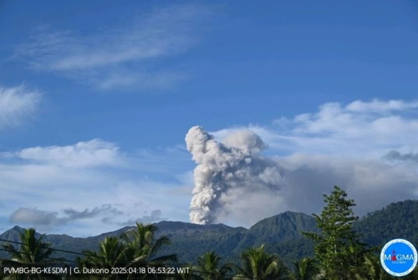Gunung Dukono Meletus Pagi Ini, Kolom Abu Capai 1.000 Meter