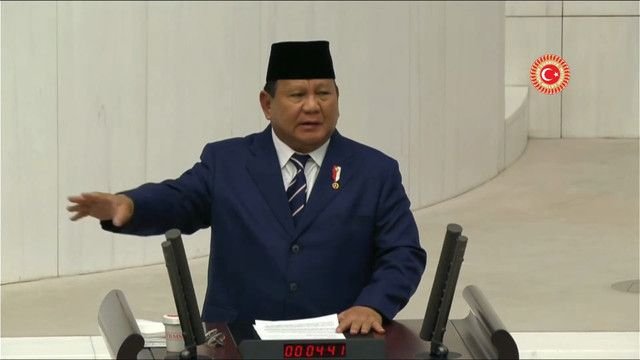 Menggunakan Bahasa Indonesia, Prabowo Pidato Berapi-Api di Parlemen Turki