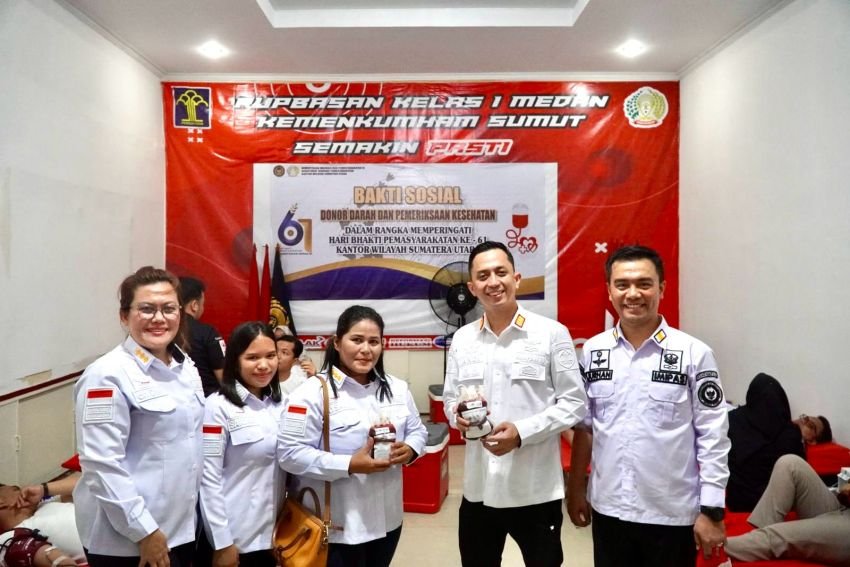 Rutan Kelas I Medan Gelar Donor Darah dan Pemeriksaan Kesehatan Gratis Peringati HBP ke-61