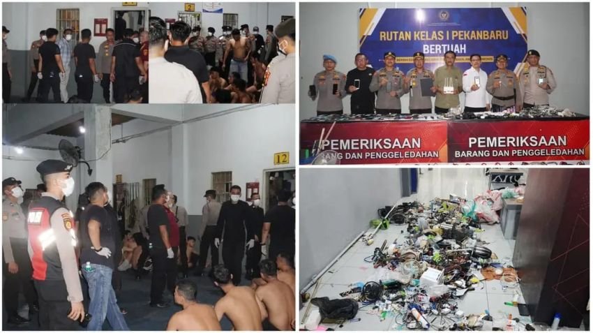 Razia Gabungan di Rutan Sialang Bungkuk, 64 HP dan Alat Isap Sabu Disita