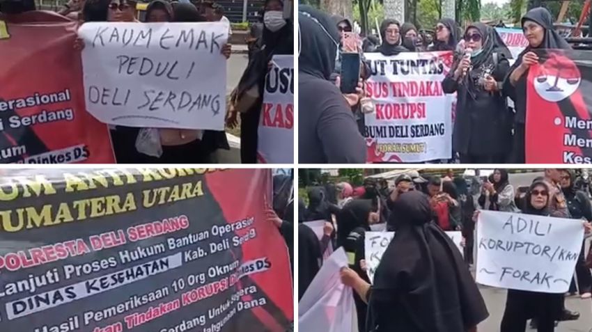 Emak-Emak Berbaju Hitam Geruduk DPRD Deli Serdang, Kejari Deli Serdang: Salah Alamat