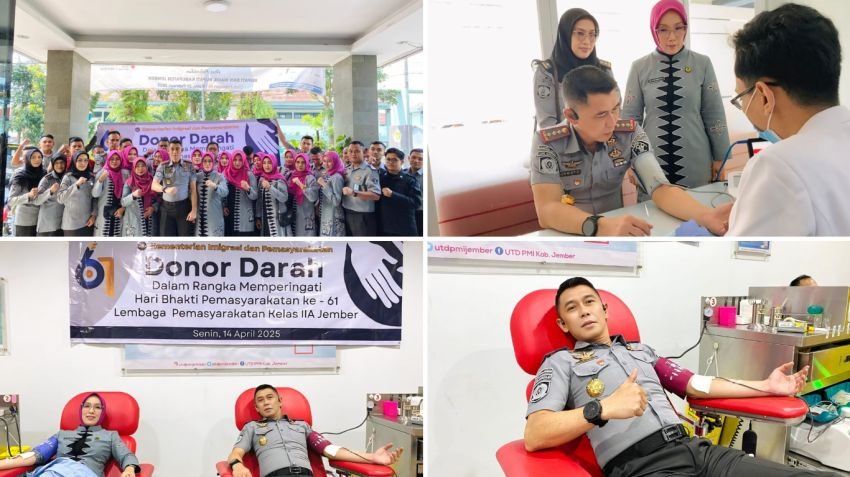 Semarak Hari Bhakti Pemasyarakatan ke 61, Lapas Jember Lakukan Donor Darah