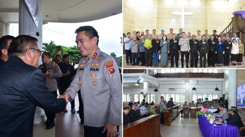 Kapolda Jambi Silaturahmi ke Gereja HKBP Kota Baru, Tegaskan Komitmen Jaga Kamtibmas Bersama