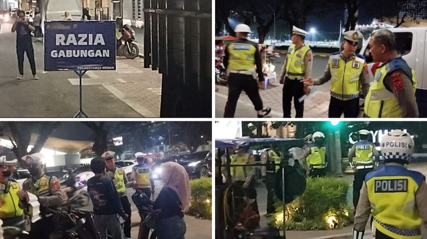 Satlantas Polrestabes Medan Gelar Razia Malam Hari, 30 Sepeda Motor Terjaring