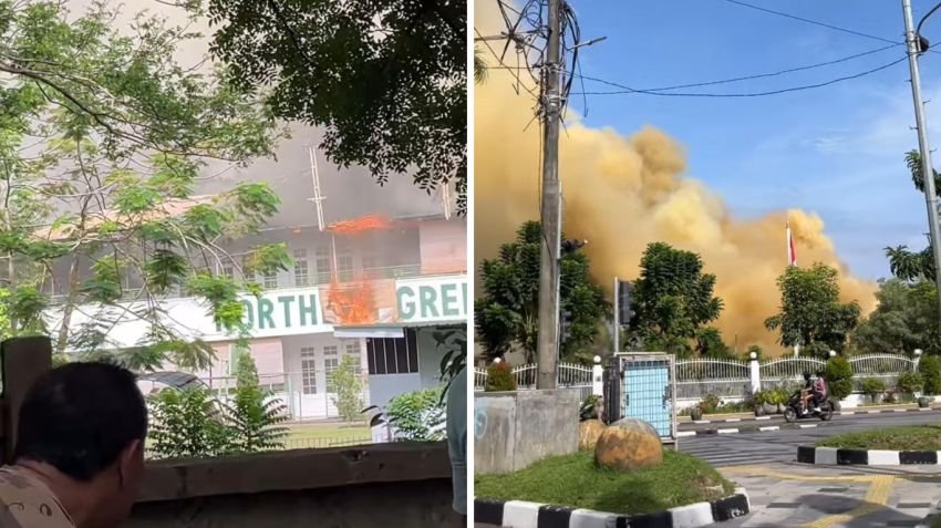 Kebakaran Hebat Lahap Belasan Ruang Kelas Northern Green School Medan, Penyebab Masih Diselidiki