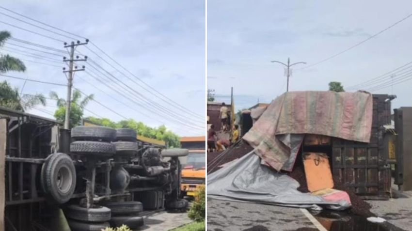 Truk Terguling Timbulkan Kemacetan Parah di Jalan Medan&ndash;Banda Aceh, Polisi Alihkan Arus Lalu Lintas