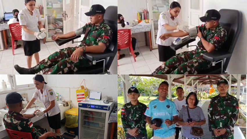 Peduli Sesama, Satgas Pamtas Pos Fatuha Donor Darah untuk Pasien di RSUPP Betun